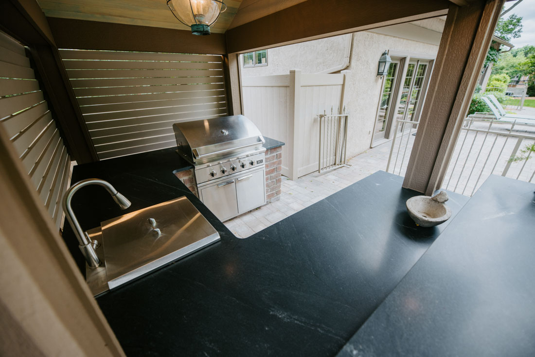 interior shot of an outdoor kitchen structure