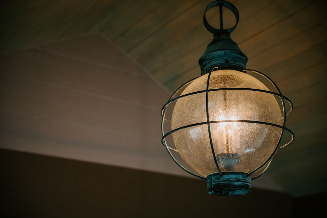 light fixture in an outdoor kitchen