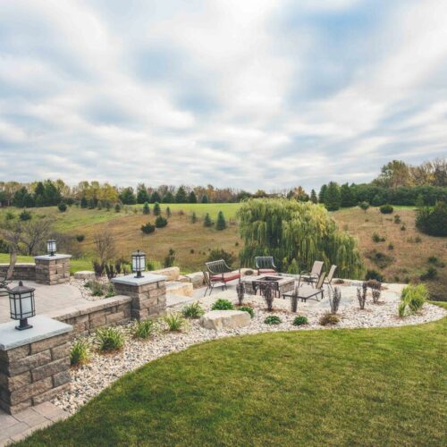 Countryside terrace landscaping project by Weller Brothers in South Dakota and Minnesota