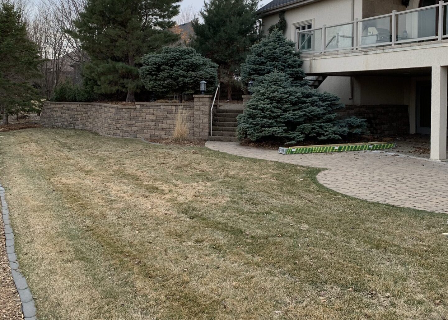 a boring backyard of brown grass