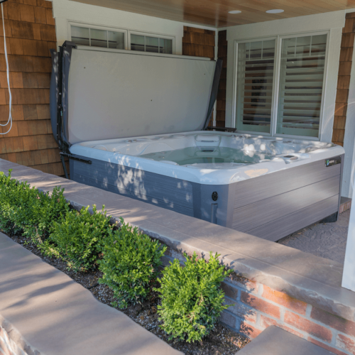 residential gardening and hot tub