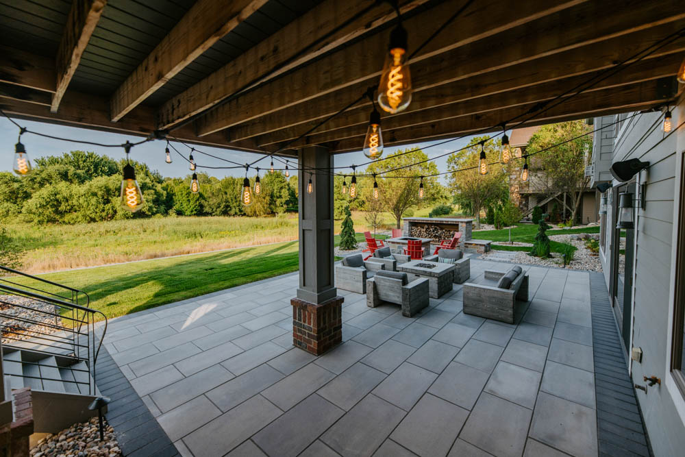 a modern patio using techo-bloc pavers